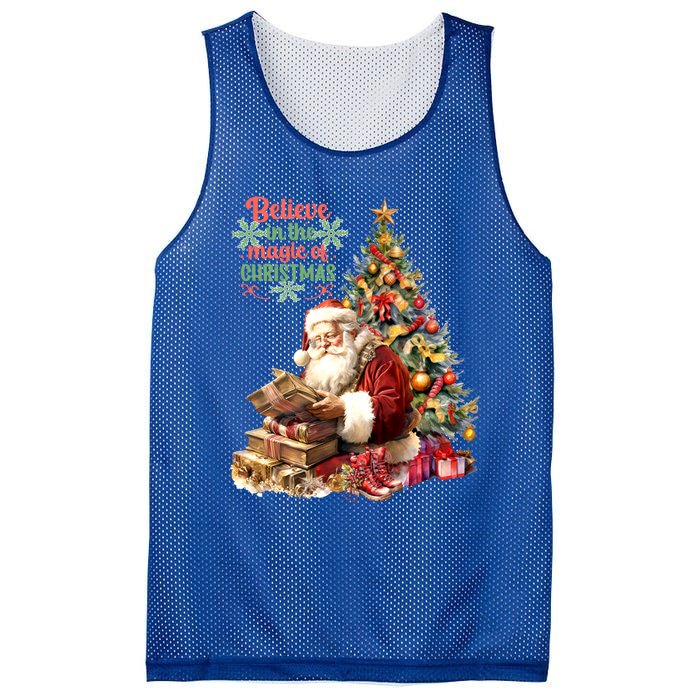 Believe In The Magic Of Christmas Vintage Santa Great Gift Mesh Reversible Basketball Jersey Tank