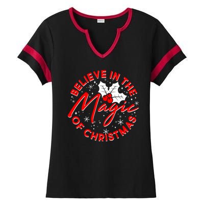 Believe In The Magic Of Christmas Ladies Halftime Notch Neck Tee