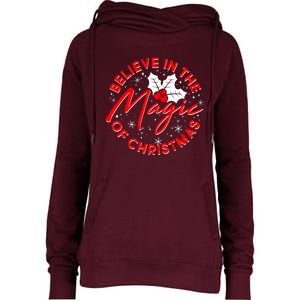 Believe In The Magic Of Christmas Womens Funnel Neck Pullover Hood