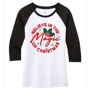 Believe In The Magic Of Christmas Women's Tri-Blend 3/4-Sleeve Raglan Shirt