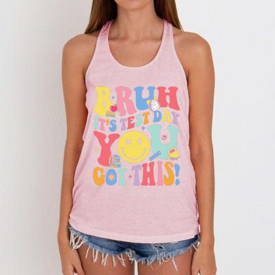 Bruh It’S Test Day You Got This Testing Day Teacher Women's Knotted Racerback Tank