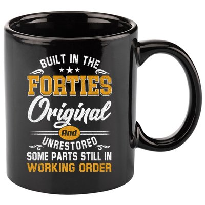 Built In The Forties Original Unrestored Vintage 40s Birthday 11oz C Handle Ceramic Mug