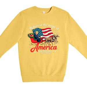 Believe In The Magic Of America Make Christmas Great Again Premium Crewneck Sweatshirt