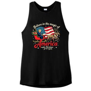 Believe In The Magic Of America Make Christmas Great Again Ladies PosiCharge Tri-Blend Wicking Tank