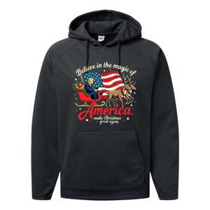 Believe In The Magic Of America Make Christmas Great Again Performance Fleece Hoodie