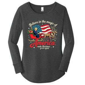 Believe In The Magic Of America Make Christmas Great Again Women's Perfect Tri Tunic Long Sleeve Shirt