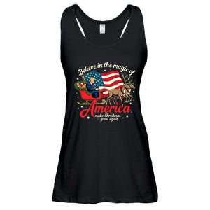 Believe In The Magic Of America Make Christmas Great Again Ladies Essential Flowy Tank