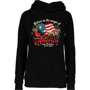 Believe In The Magic Of America Make Christmas Great Again Womens Funnel Neck Pullover Hood