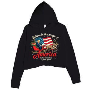 Believe In The Magic Of America Make Christmas Great Again Crop Fleece Hoodie