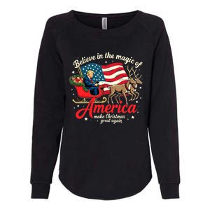 Believe In The Magic Of America Make Christmas Great Again Womens California Wash Sweatshirt