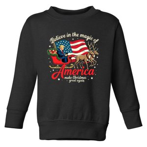 Believe In The Magic Of America Make Christmas Great Again Toddler Sweatshirt