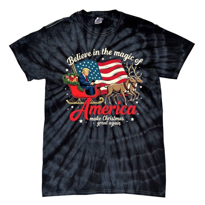 Believe In The Magic Of America Make Christmas Great Again Tie-Dye T-Shirt