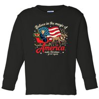 Believe In The Magic Of America Make Christmas Great Again Toddler Long Sleeve Shirt