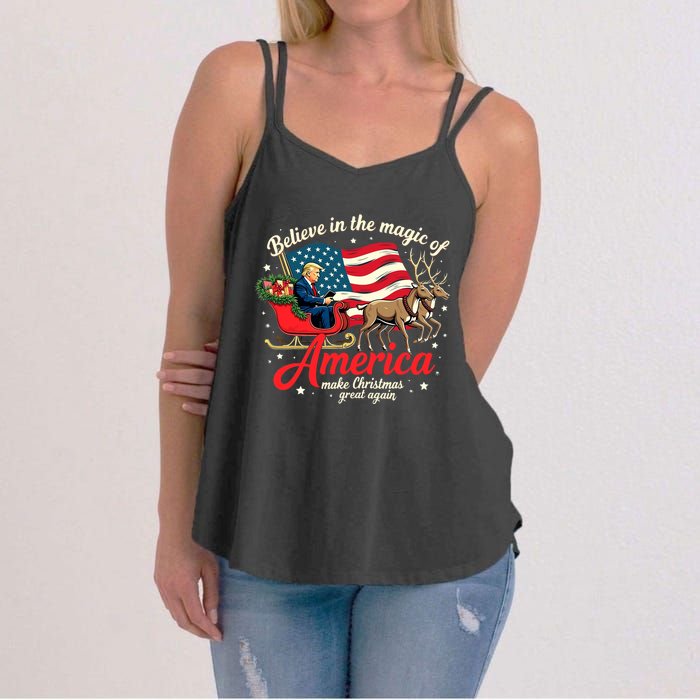 Believe In The Magic Of America Make Christmas Great Again Women's Strappy Tank