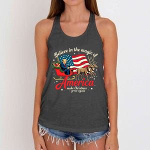 Believe In The Magic Of America Make Christmas Great Again Women's Knotted Racerback Tank