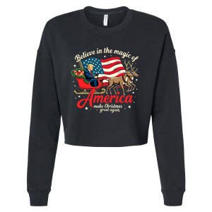 Believe In The Magic Of America Make Christmas Great Again Cropped Pullover Crew