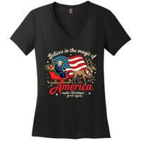 Believe In The Magic Of America Make Christmas Great Again Women's V-Neck T-Shirt