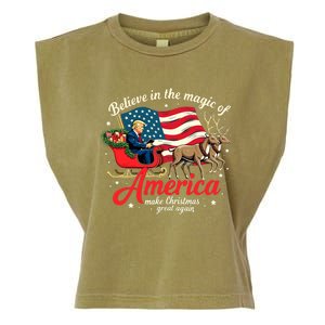 Believe In The Magic Of America Make Christmas Great Again Garment-Dyed Women's Muscle Tee