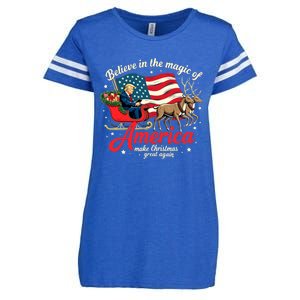 Believe In The Magic Of America Make Christmas Great Again Enza Ladies Jersey Football T-Shirt