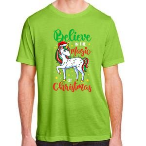 Believe In The Magic Of Christmas Unicorn Xmas Girl Meaningful Gift Adult ChromaSoft Performance T-Shirt