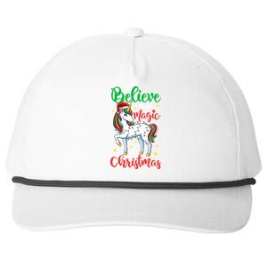 Believe In The Magic Of Christmas Unicorn Xmas Girl Meaningful Gift Snapback Five-Panel Rope Hat