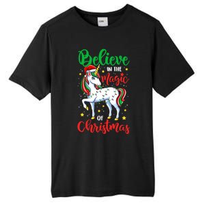 Believe In The Magic Of Christmas Unicorn Xmas Girl Meaningful Gift Tall Fusion ChromaSoft Performance T-Shirt