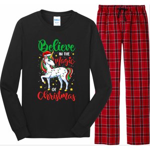 Believe In The Magic Of Christmas Unicorn Xmas Girl Meaningful Gift Long Sleeve Pajama Set