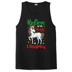 Believe In The Magic Of Christmas Unicorn Xmas Girl Meaningful Gift PosiCharge Competitor Tank