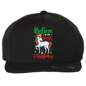 Believe In The Magic Of Christmas Unicorn Xmas Girl Meaningful Gift Wool Snapback Cap