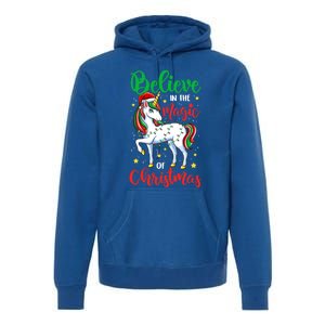 Believe In The Magic Of Christmas Unicorn Xmas Girl Meaningful Gift Premium Hoodie