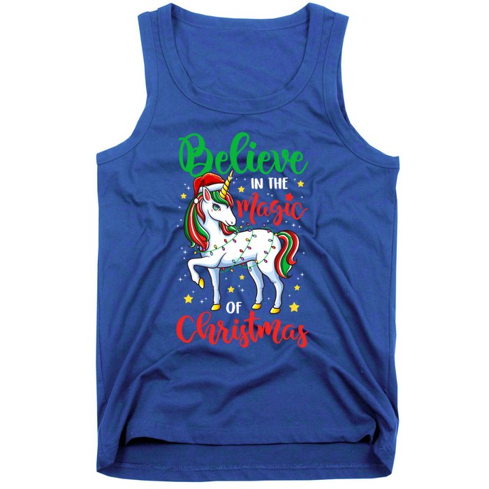 Believe In The Magic Of Christmas Unicorn Xmas Girl Meaningful Gift Tank Top