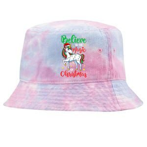 Believe In The Magic Of Christmas Unicorn Xmas Girl Meaningful Gift Tie-Dyed Bucket Hat