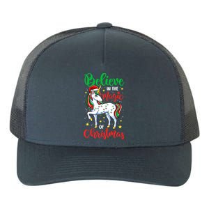 Believe In The Magic Of Christmas Unicorn Xmas Girl Meaningful Gift Yupoong Adult 5-Panel Trucker Hat