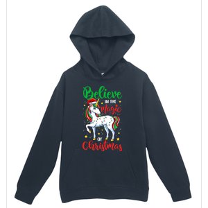 Believe In The Magic Of Christmas Unicorn Xmas Girl Meaningful Gift Urban Pullover Hoodie