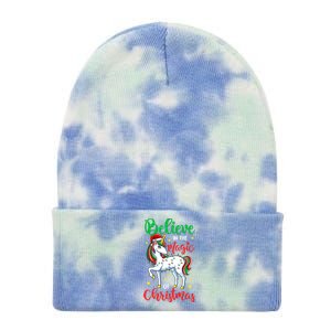 Believe In The Magic Of Christmas Unicorn Xmas Girl Meaningful Gift Tie Dye 12in Knit Beanie