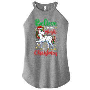 Believe In The Magic Of Christmas Unicorn Xmas Girl Meaningful Gift Women's Perfect Tri Rocker Tank