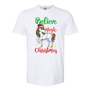 Believe In The Magic Of Christmas Unicorn Xmas Girl Meaningful Gift Softstyle CVC T-Shirt