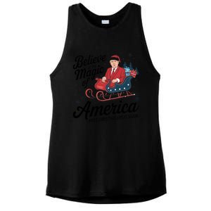 Believe In The Magic Of America Make Christmas Great Again Gift Ladies PosiCharge Tri-Blend Wicking Tank