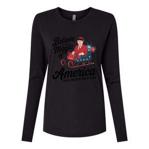 Believe In The Magic Of America Make Christmas Great Again Gift Womens Cotton Relaxed Long Sleeve T-Shirt