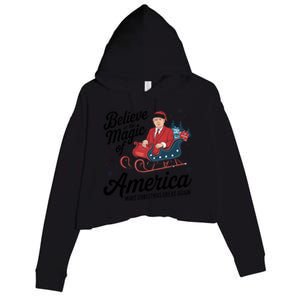 Believe In The Magic Of America Make Christmas Great Again Gift Crop Fleece Hoodie