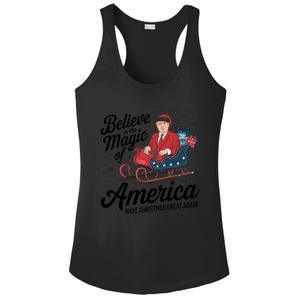 Believe In The Magic Of America Make Christmas Great Again Gift Ladies PosiCharge Competitor Racerback Tank