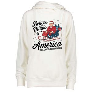 Believe In The Magic Of America Make Christmas Great Again Gift Womens Funnel Neck Pullover Hood