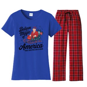 Believe In The Magic Of America Make Christmas Great Again Gift Women's Flannel Pajama Set