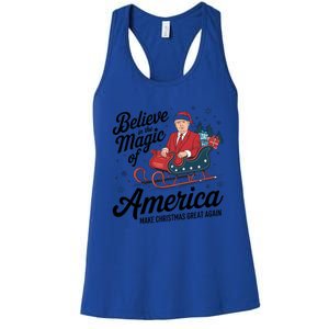 Believe In The Magic Of America Make Christmas Great Again Gift Women's Racerback Tank