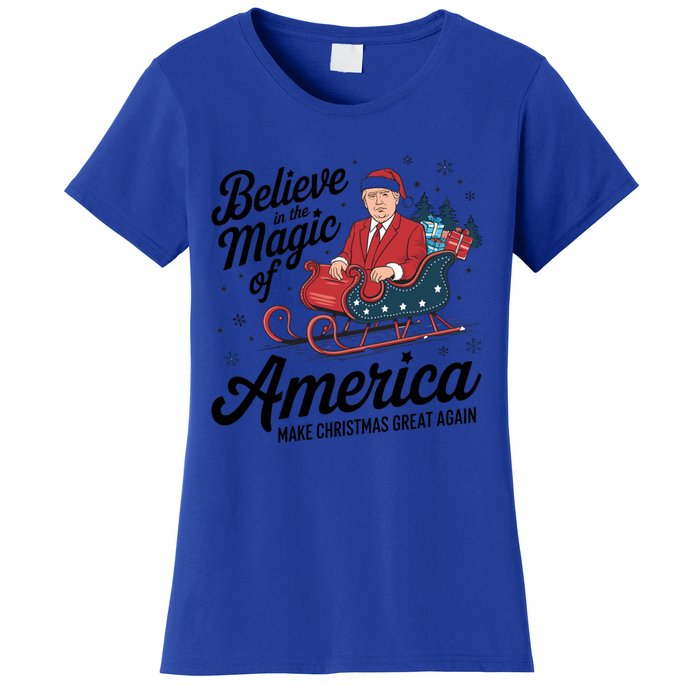 Believe In The Magic Of America Make Christmas Great Again Gift Women's T-Shirt