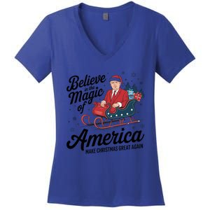 Believe In The Magic Of America Make Christmas Great Again Gift Women's V-Neck T-Shirt