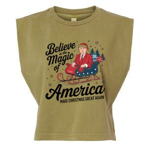 Believe In The Magic Of America Make Christmas Great Again Gift Garment-Dyed Women's Muscle Tee