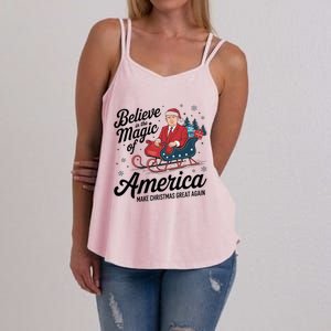 Believe In The Magic Of America Make Christmas Great Again Gift Women's Strappy Tank