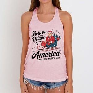 Believe In The Magic Of America Make Christmas Great Again Gift Women's Knotted Racerback Tank