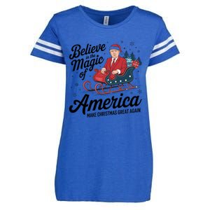 Believe In The Magic Of America Make Christmas Great Again Gift Enza Ladies Jersey Football T-Shirt